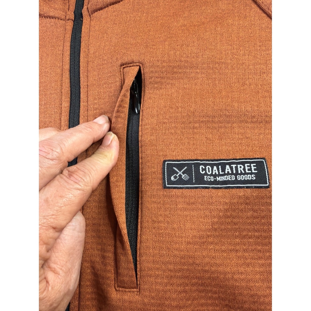 Coalatree The Baseline Midlayer Hoodie Orange Full Zip Waffle Knit Fleece Mens S - Picture 3 of 10